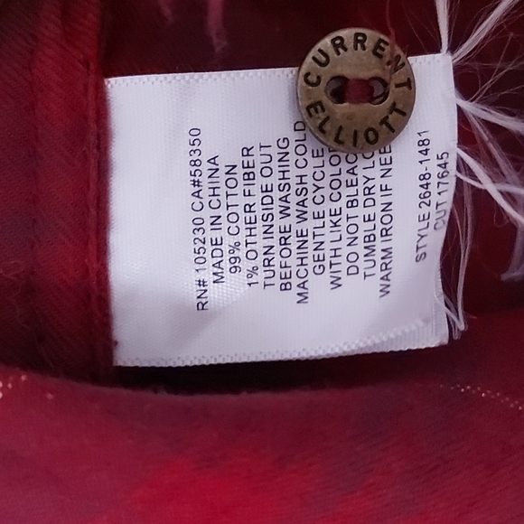 Current/Elliott The Prep School Fray Shirt Cotton Flannel Button Down Si… - Picture 8 of 8